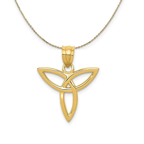 14k Yellow Gold 18mm Trinity Symbol Necklace - 24 Inch - Picture 1 of 7